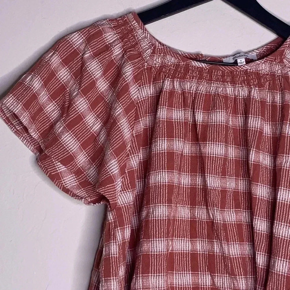 Madewell Plaid Gauze Flutter-Sleeve Top Size Small - Picture 3 of 8